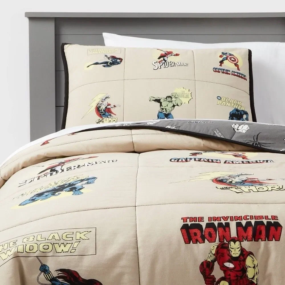 Marvel Characters Kids Twin Quilt Pillowfort Superhero Bedding New